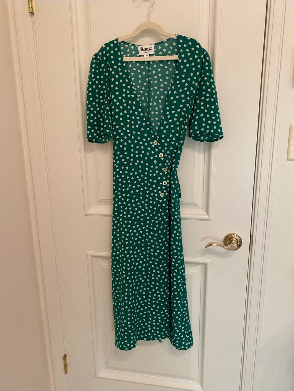 Rouje Heart-Print Wrap Midi Dress
